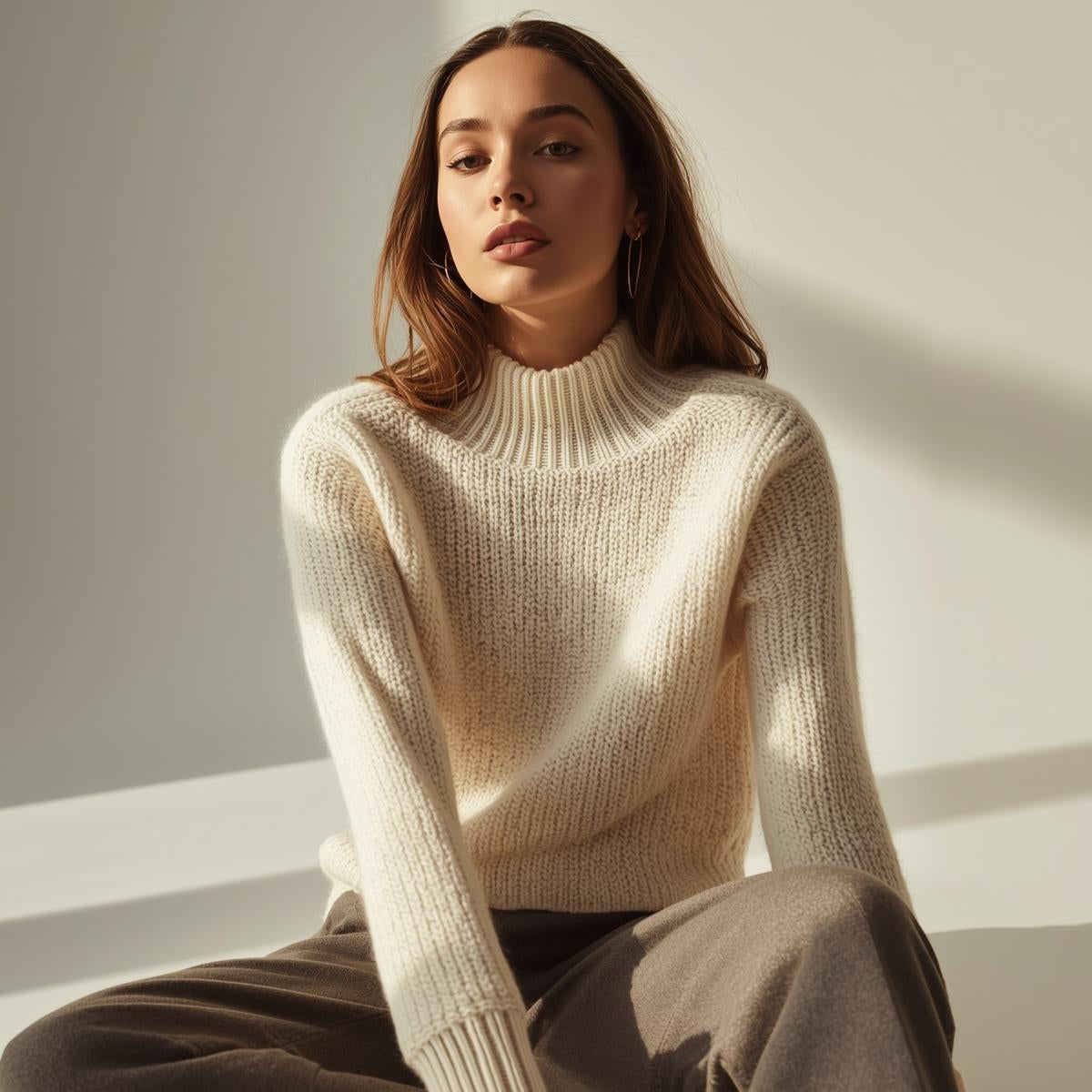 Explore modern minimal women’s knitwear with cozy textures and clean silhouettes. Soft fabrics and elevated everyday comfort.