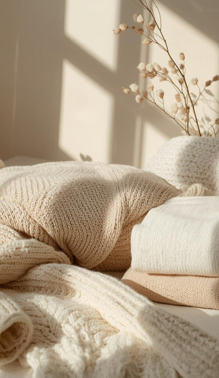 Warm textures and minimal winter essentials designed for comfort and intentional living. Soft layers, neutral tones, and timeless seasonal style.