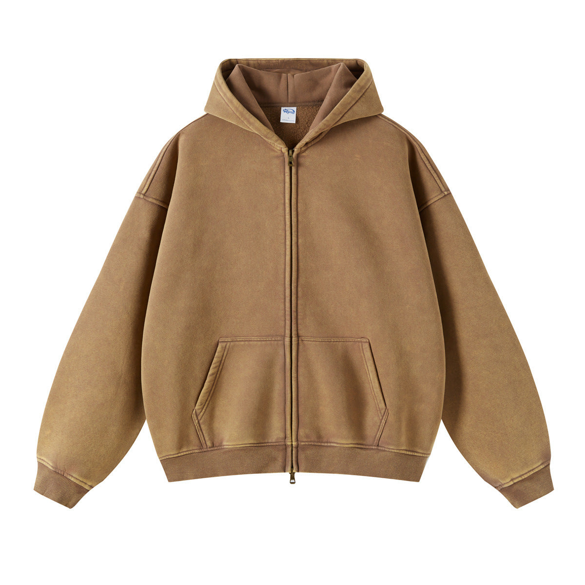 Nameria Unisex Retro Fleece Lined Hooded Zip Sweatshirt