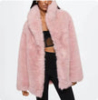 Nameria Faux Fur Mid Length Coat Extended Collar
