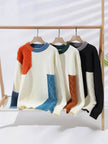 Nameria Round Neck Fleece Knit Sweater Ribbed Hem