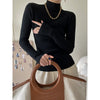Nameria High Neck Rib Knit Top Slim Fit Base Layer