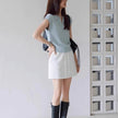 Nameria Ice Silk Right Shoulder Short Sleeve Polo Shirt