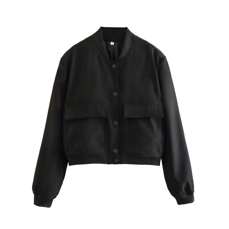 Nameria Stand Collar Pocket Jacket