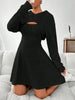 Nameria Square Neck A-Line Dress Set Hooded Top and Tank Dress