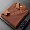 Nameria Half Zip Lapel Collar Waffle Knit Polo Long Sleeve