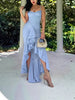 Nameria Mesh Pleated V Neck Sleeveless High Waist Long Dress