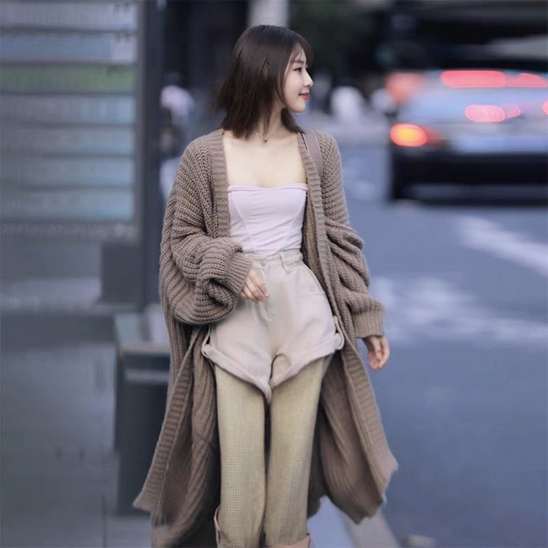 Nameria Womens Loose Fit Long Sleeve Knitted Cardigan Mid-length