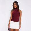 Nameria High Neck Backless Halter Top
