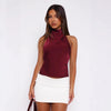 Nameria High Neck Backless Halter Top