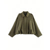 Nameria Suede Textured Lapel Bomber Jacket
