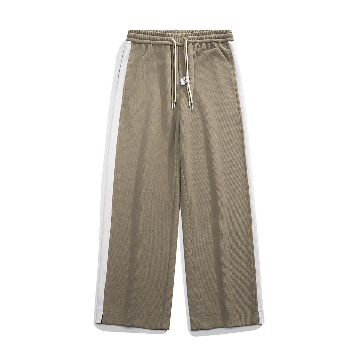 Nameria Men Corduroy Straight-leg Sweatpants Side Stripe Elastic Waist