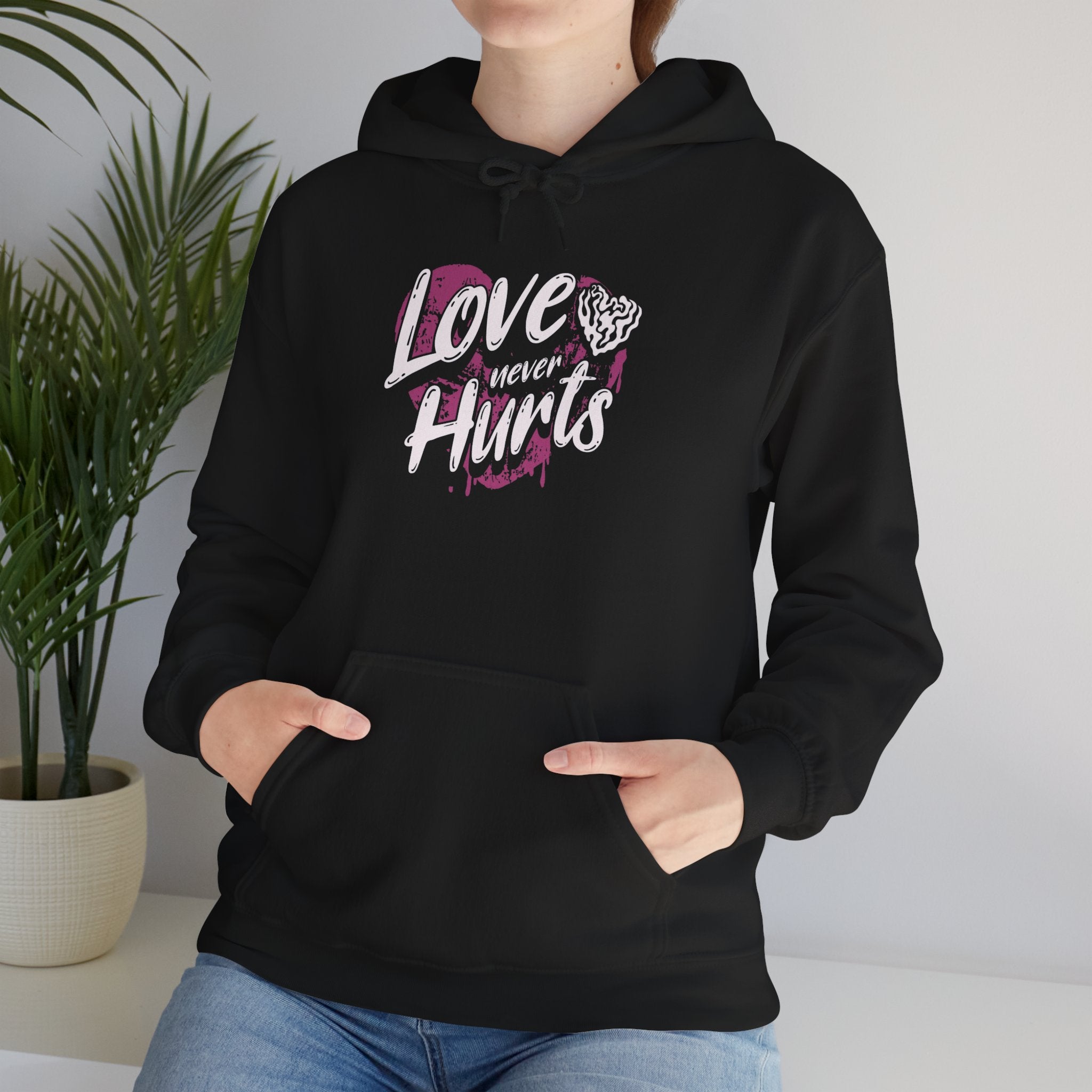 Gildan 18500 Unisex  Hooded Sweatshirt | Love Never Hurts Graphic Print