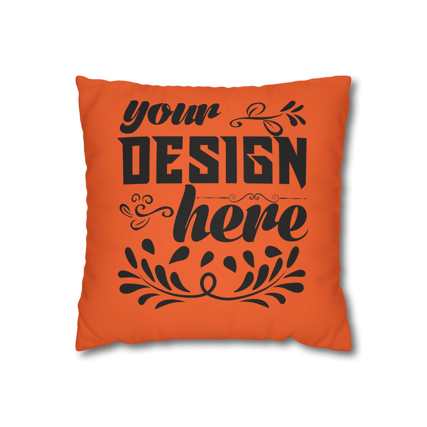Customizable Square Poly Canvas Pillowcase with Concealed Zipper Closure