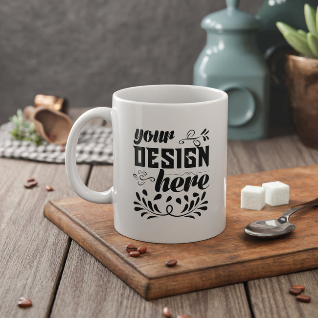 Customizable White Ceramic Mug 11oz Glossy Finish for Everyday Use