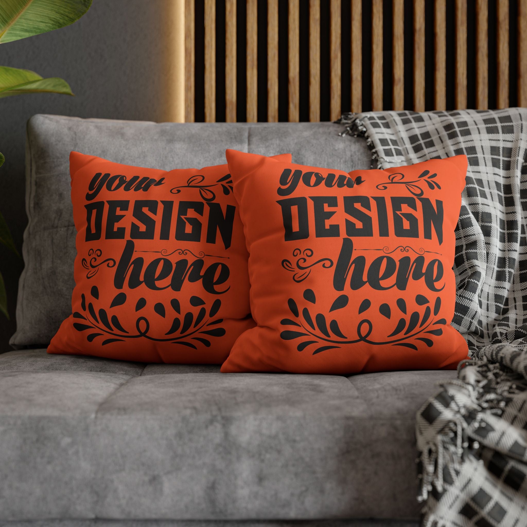 Customizable Square Poly Canvas Pillowcase with Concealed Zipper Closure