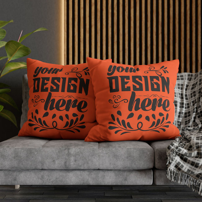 Customizable Square Poly Canvas Pillowcase with Concealed Zipper Closure