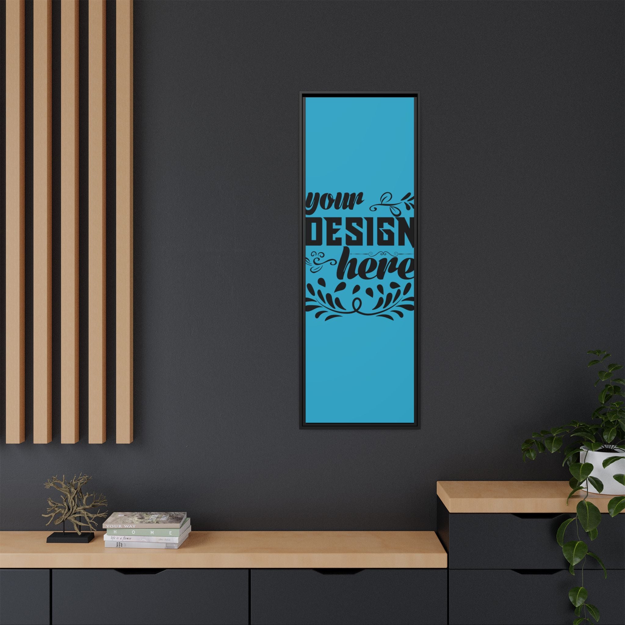 Customizable Framed Matte Canvas Print with Pinewood Frame Sawtooth Hanger