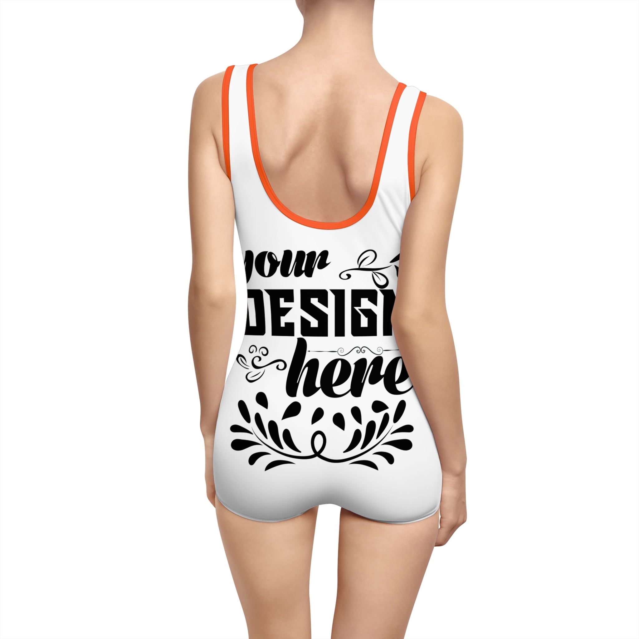 Customizable Womens Vintage One Piece Swimsuit U Back Boyshort