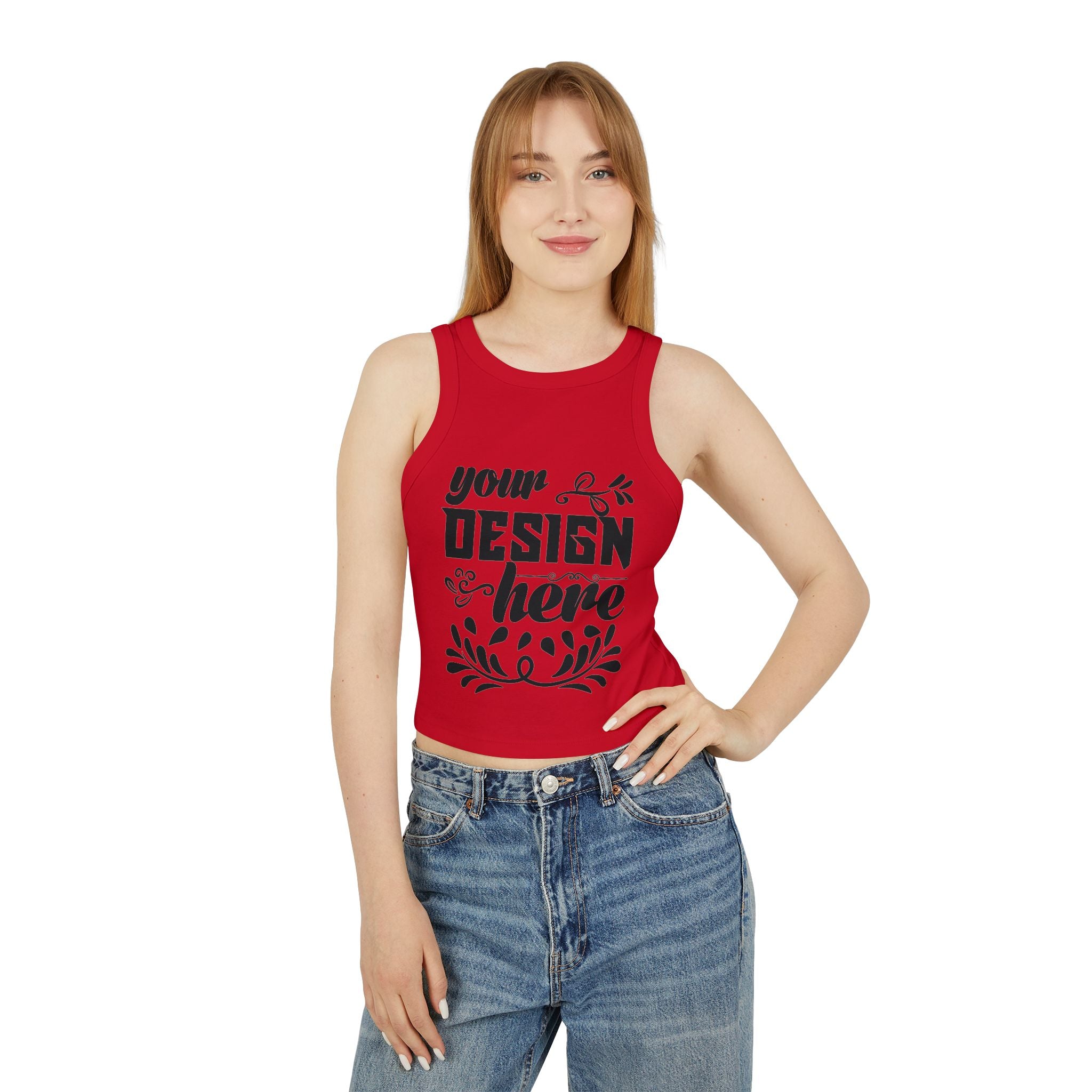 Customizable Bella+Canvas 1019 Womens Micro Rib Racer Tank Top Mid Length Fit