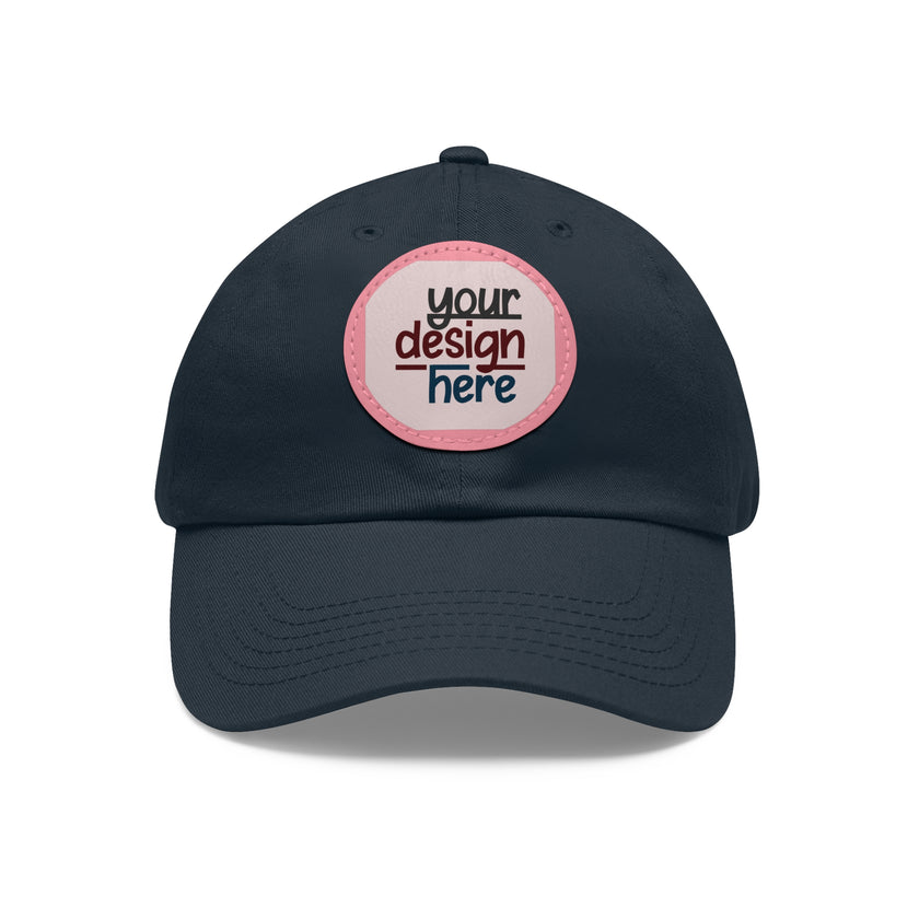 Customizable ValuCap VC300A Dad Hat with Round PU Leather Patch Front