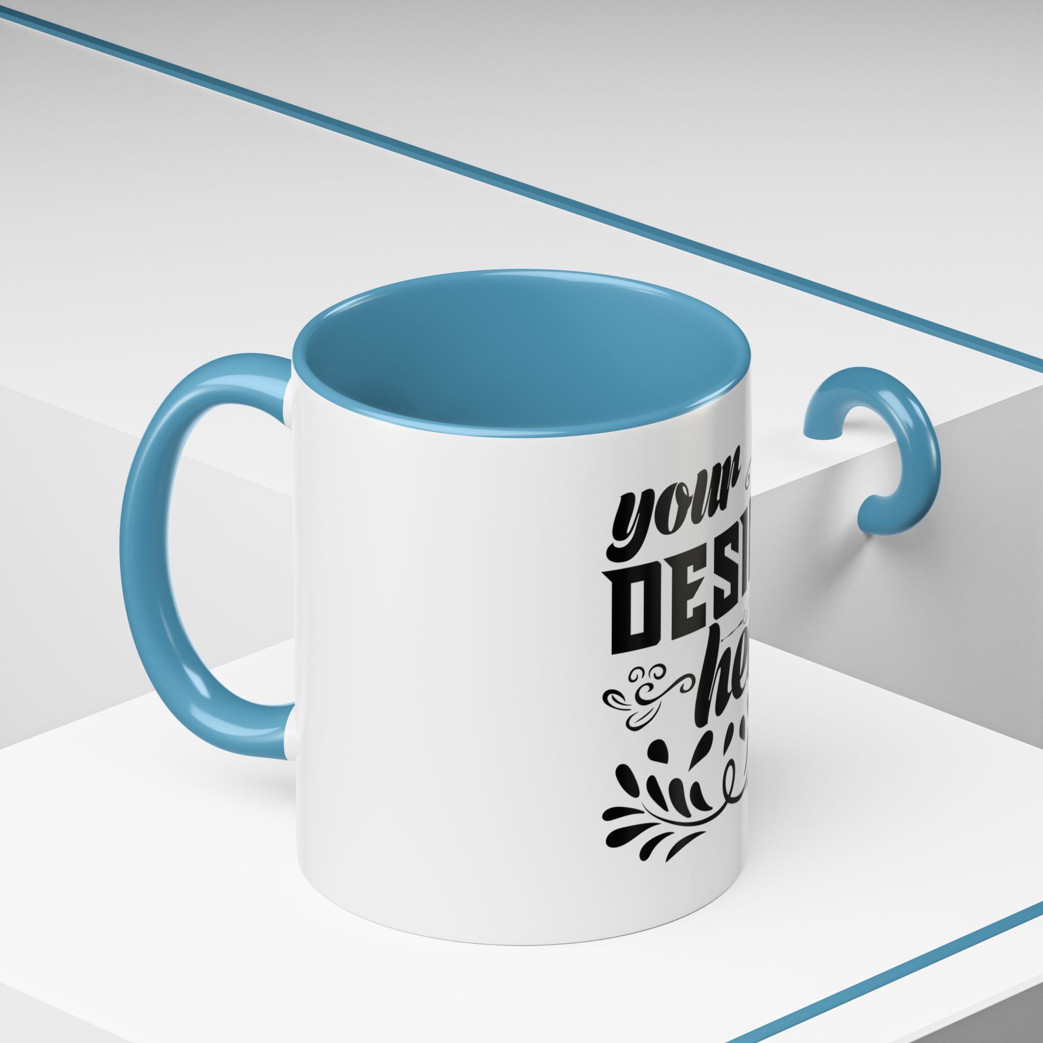 Customizable Accent Coffee Mug 11oz and 15oz Colored Interior Handle