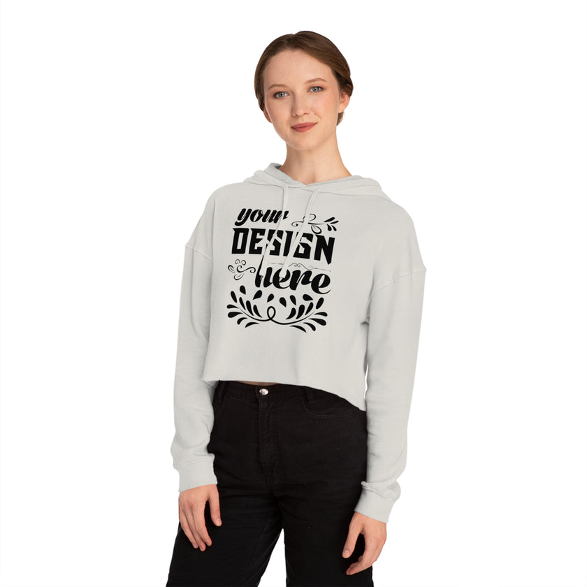 Customizable Independent Trading Women Cropped Hooded Sweatshirt