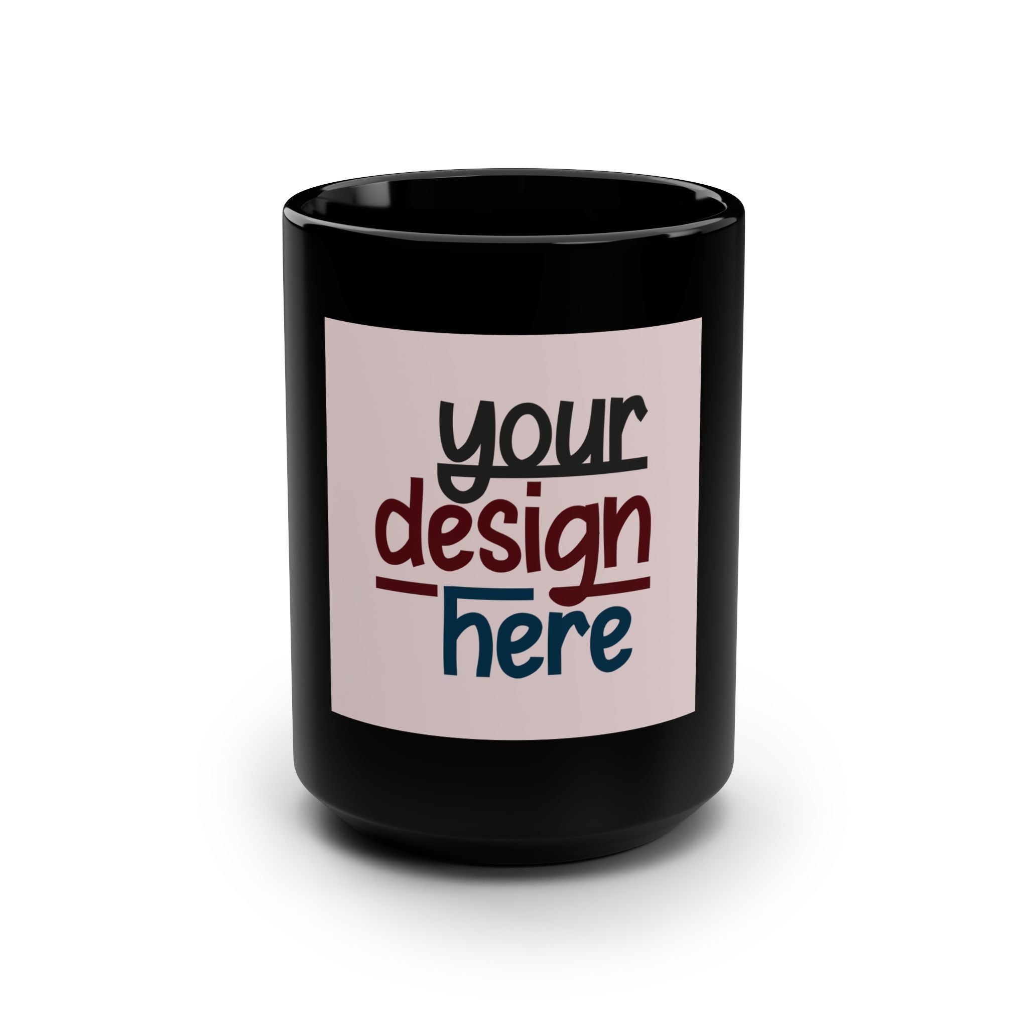 Customizable Black Ceramic Mug 15oz Glossy Finish Easy Grip C Handle