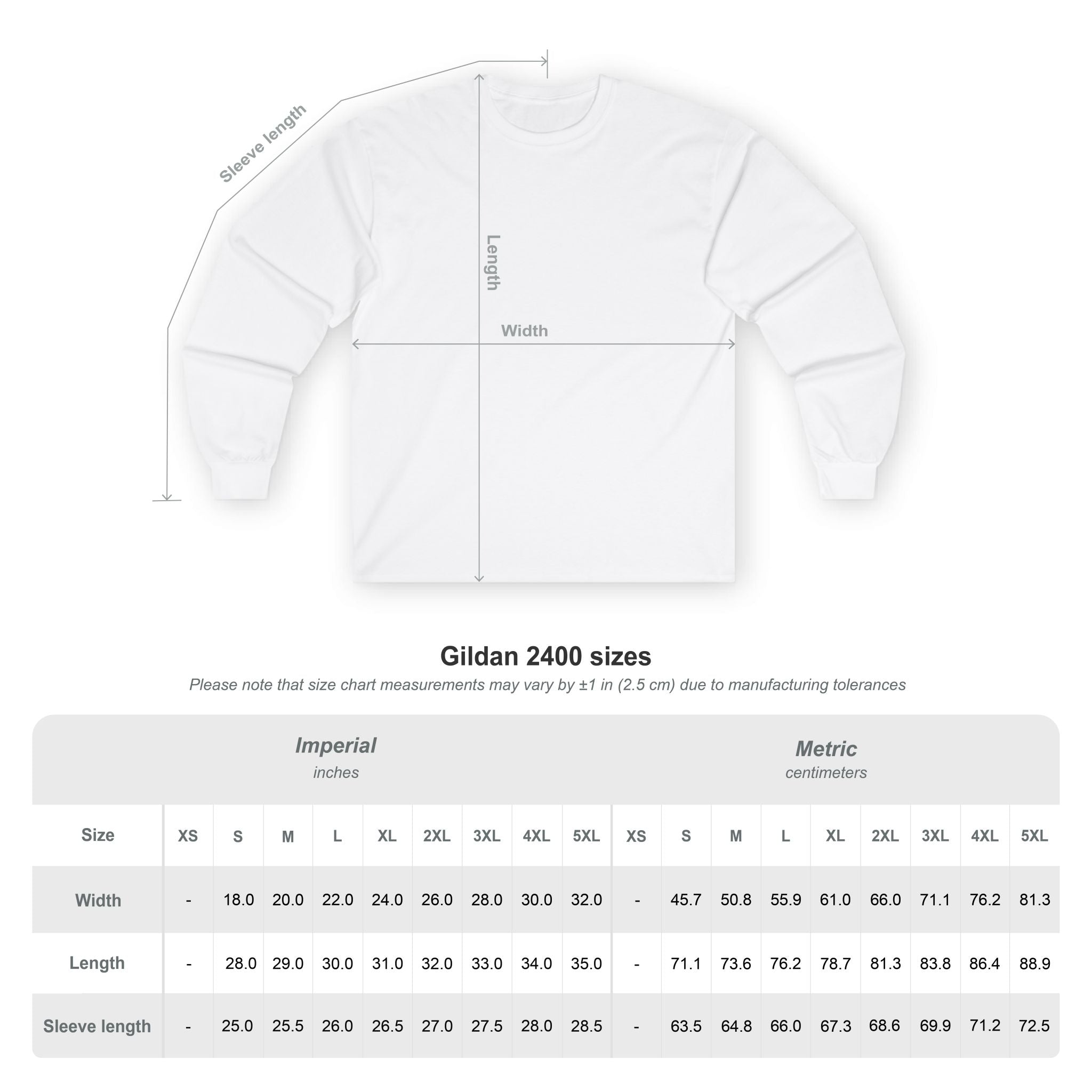 Customizable Gildan 2400 Unisex Ultra Cotton Long Sleeve Tee Classic Fit
