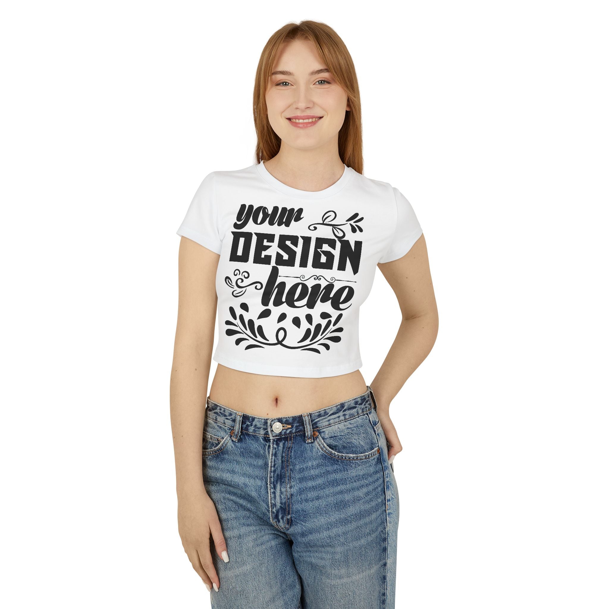 Customizable Womens Baby Tee Organic Cotton Slim Fit T Shirt