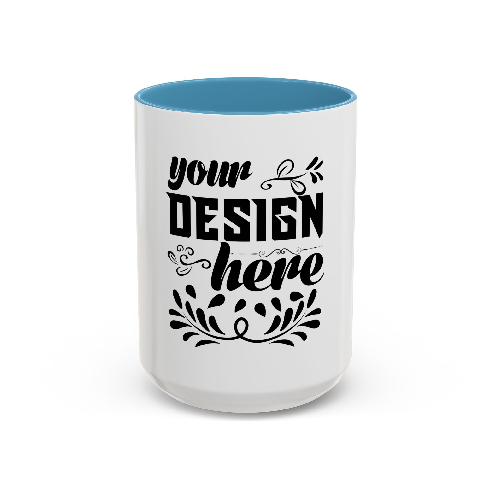 Customizable Accent Coffee Mug 11oz and 15oz Colored Interior Handle