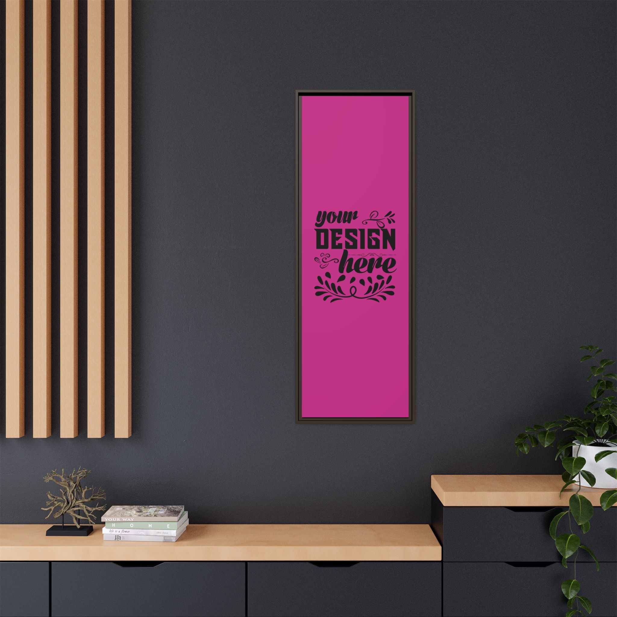 Customizable Framed Matte Canvas Print with Pinewood Frame Sawtooth Hanger