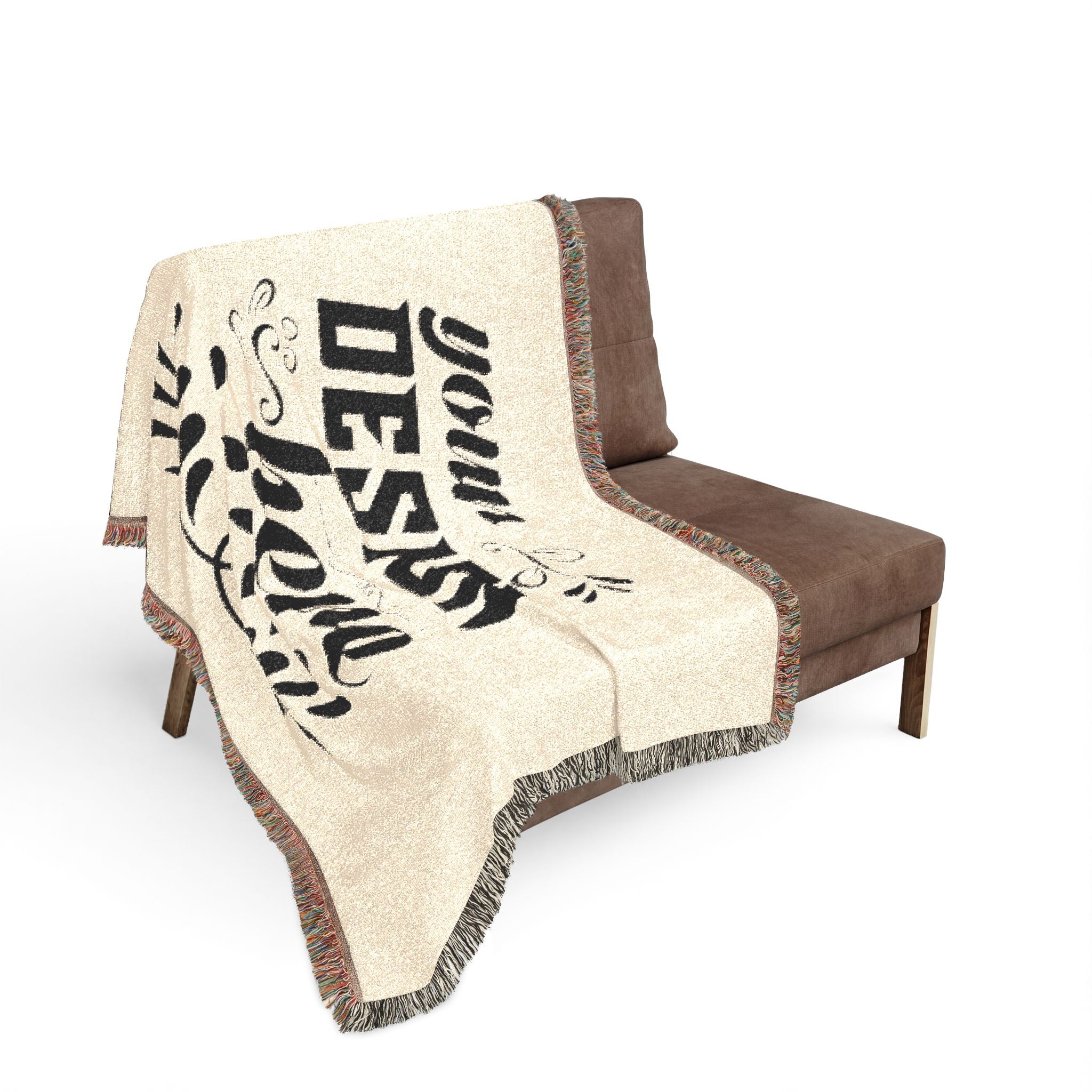 Customizable Woven Cotton Blanket Throw with Fringed Edges 3 Sizes