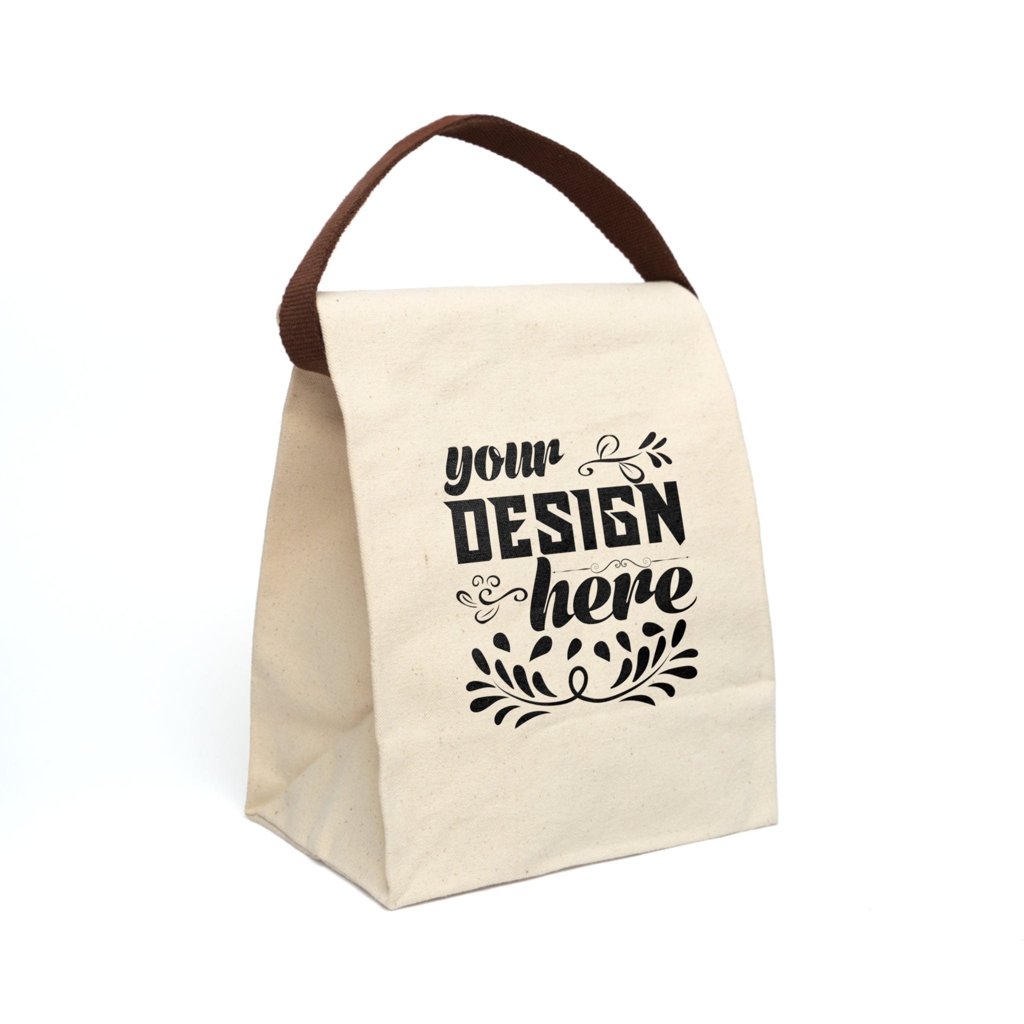 Customizable Canvas Lunch Bag With Carry Strap Roll Top Closure