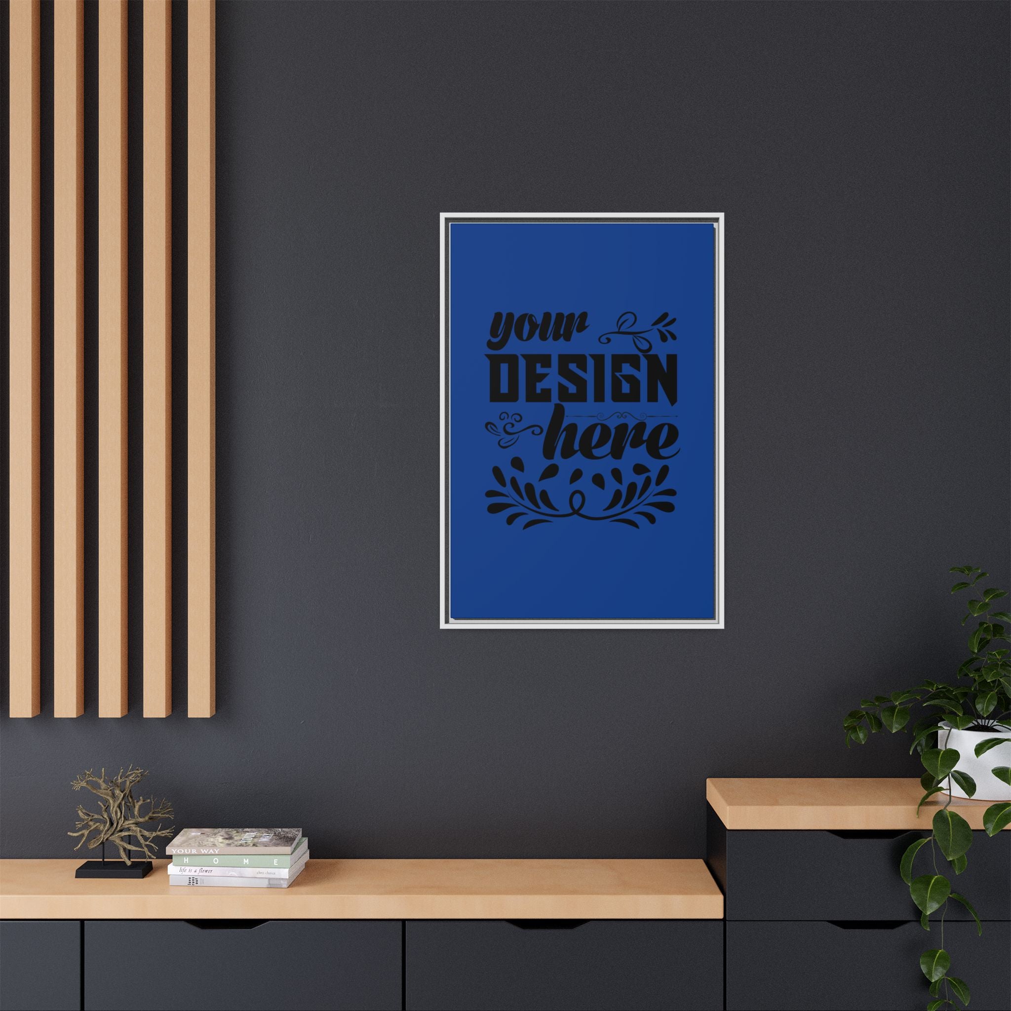 Customizable Framed Matte Canvas Print with Pinewood Frame Sawtooth Hanger