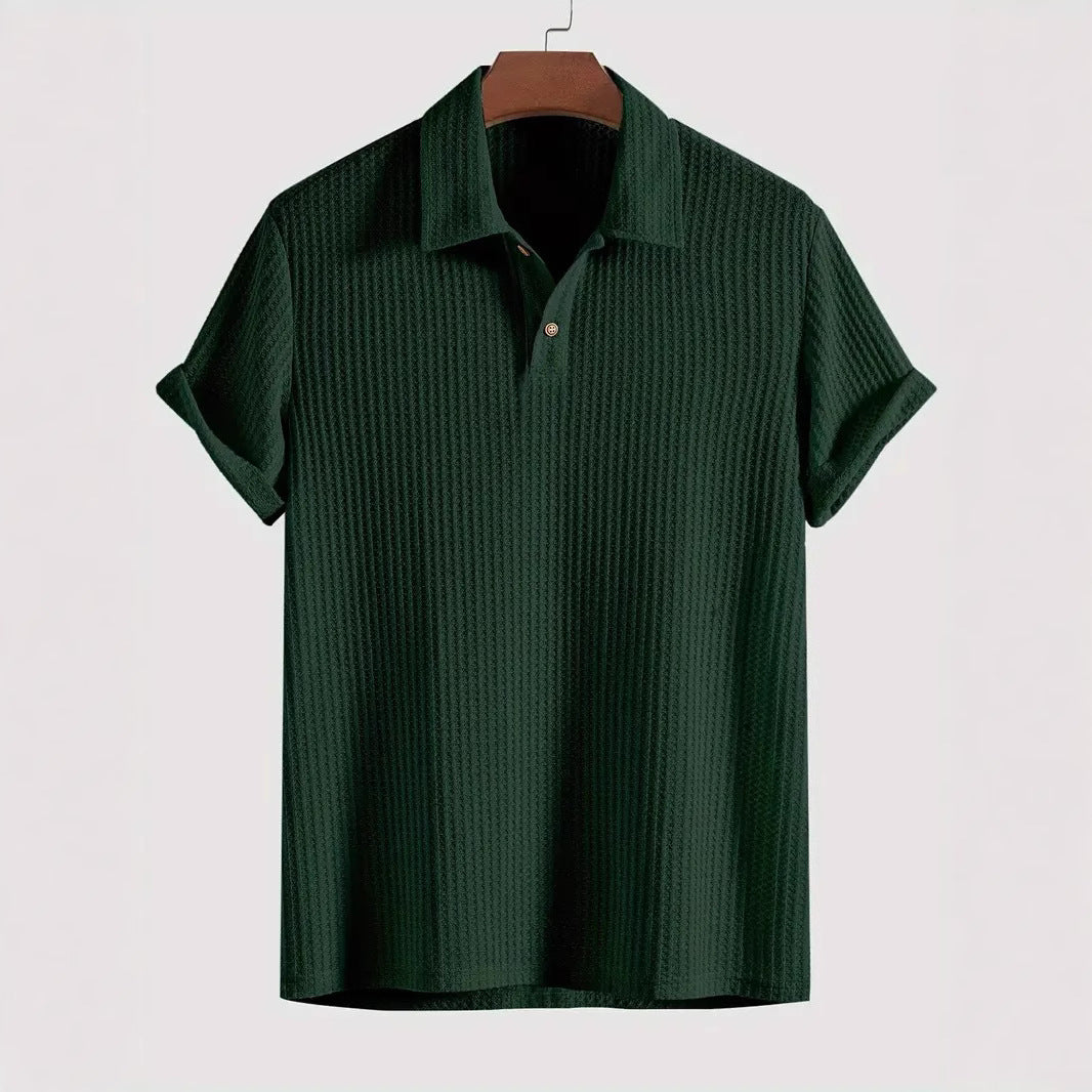 Nameria Men's Lapel Rhombic Knit Short Sleeve Polo