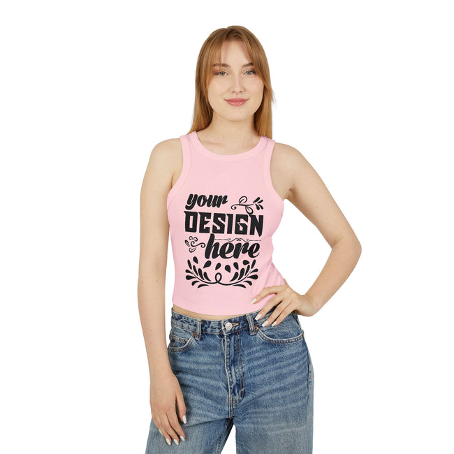 Customizable Bella+Canvas 1019 Womens Micro Rib Racer Tank Top Mid Length Fit