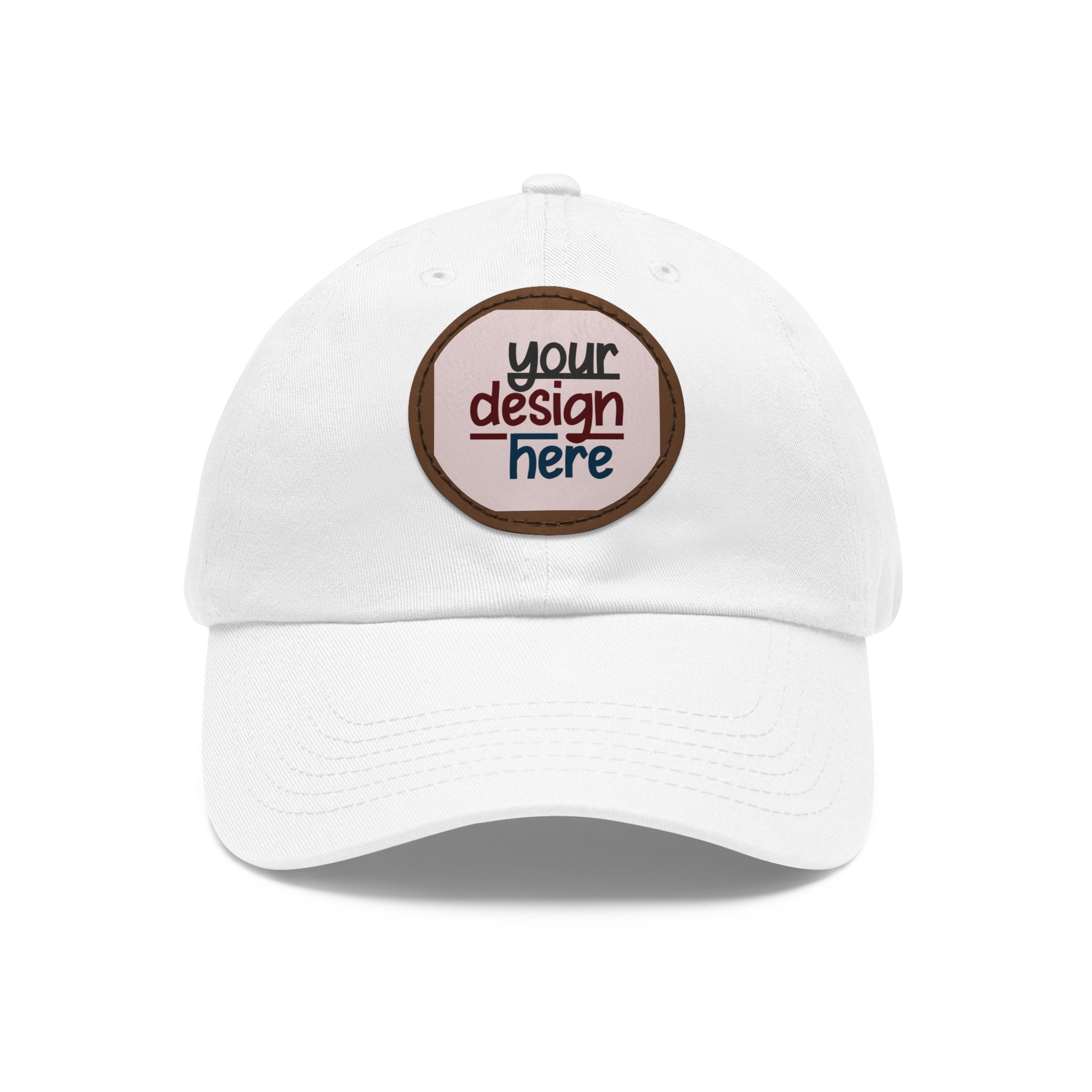 Customizable ValuCap VC300A Dad Hat with Round PU Leather Patch Front