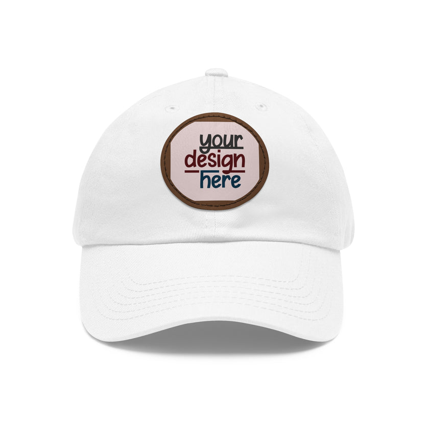Customizable ValuCap VC300A Dad Hat with Round PU Leather Patch Front