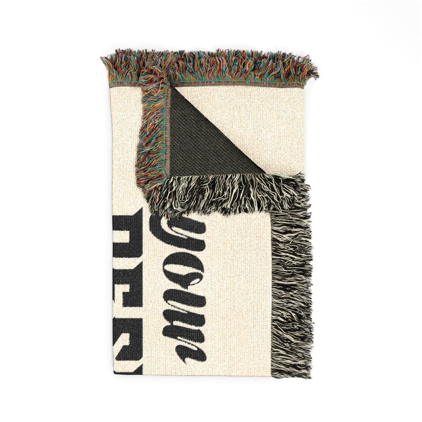 Customizable Woven Cotton Blanket Throw with Fringed Edges 3 Sizes