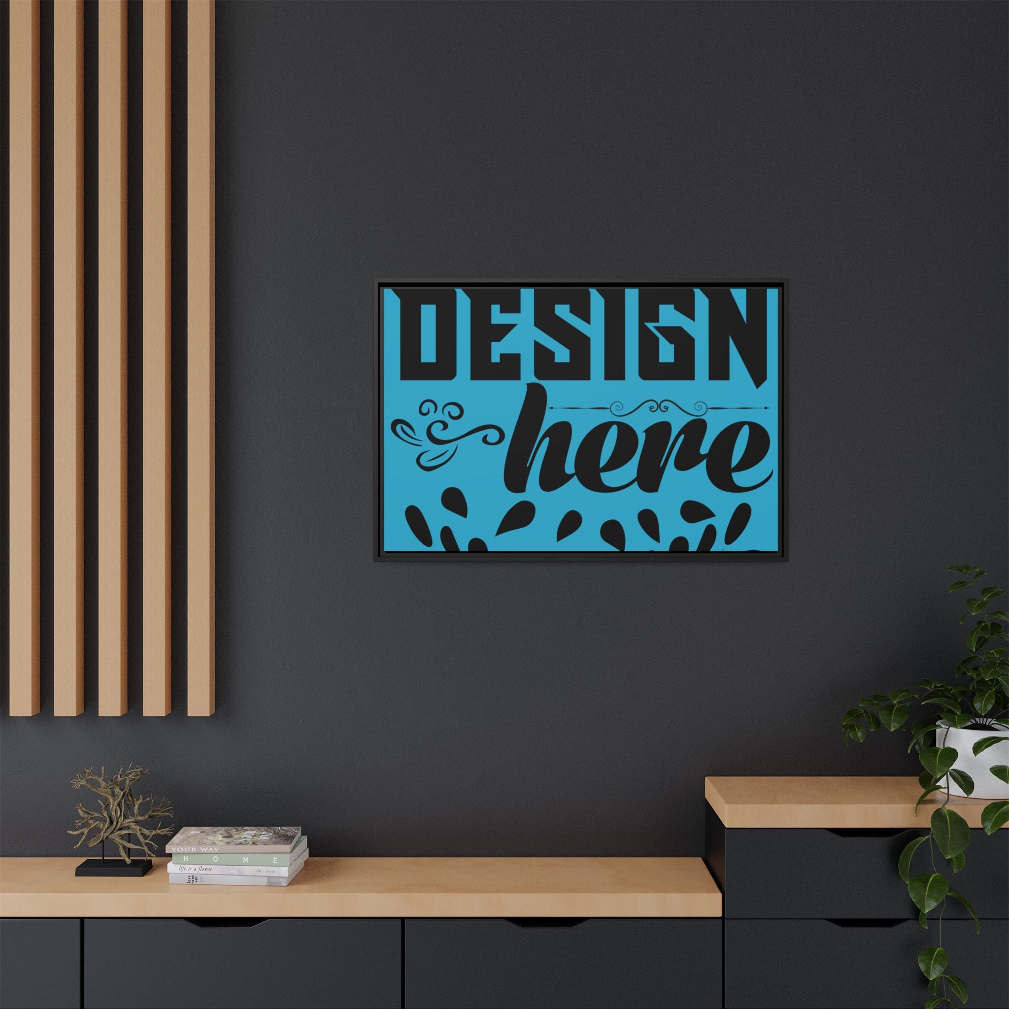 Customizable Framed Matte Canvas Print with Pinewood Frame Sawtooth Hanger