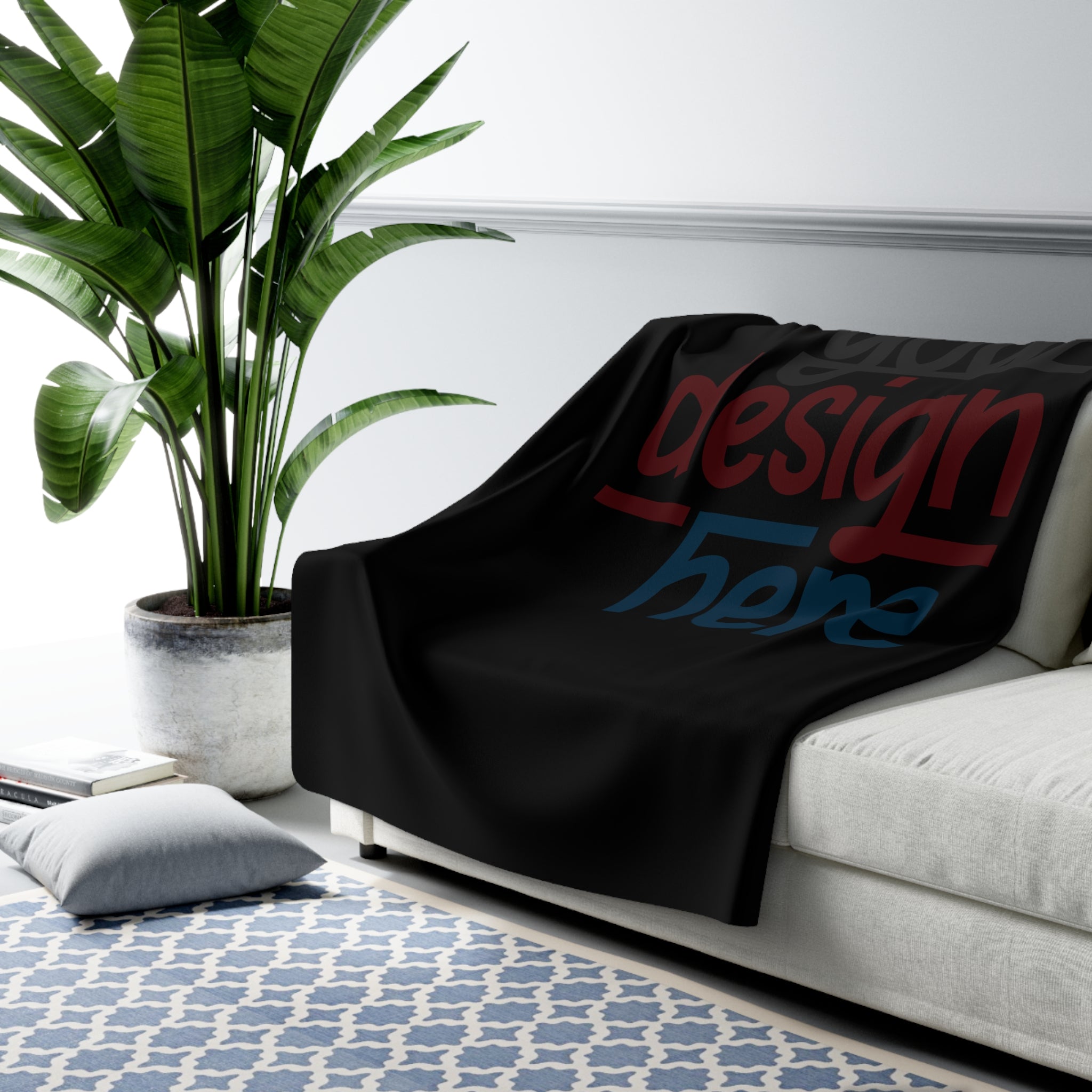 Customizable Sherpa Fleece Blanket 3 Sizes One Sided Print Plush Back