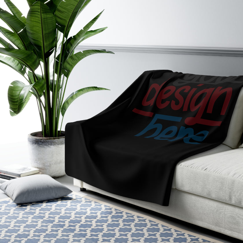 Customizable Sherpa Fleece Blanket 3 Sizes One Sided Print Plush Back