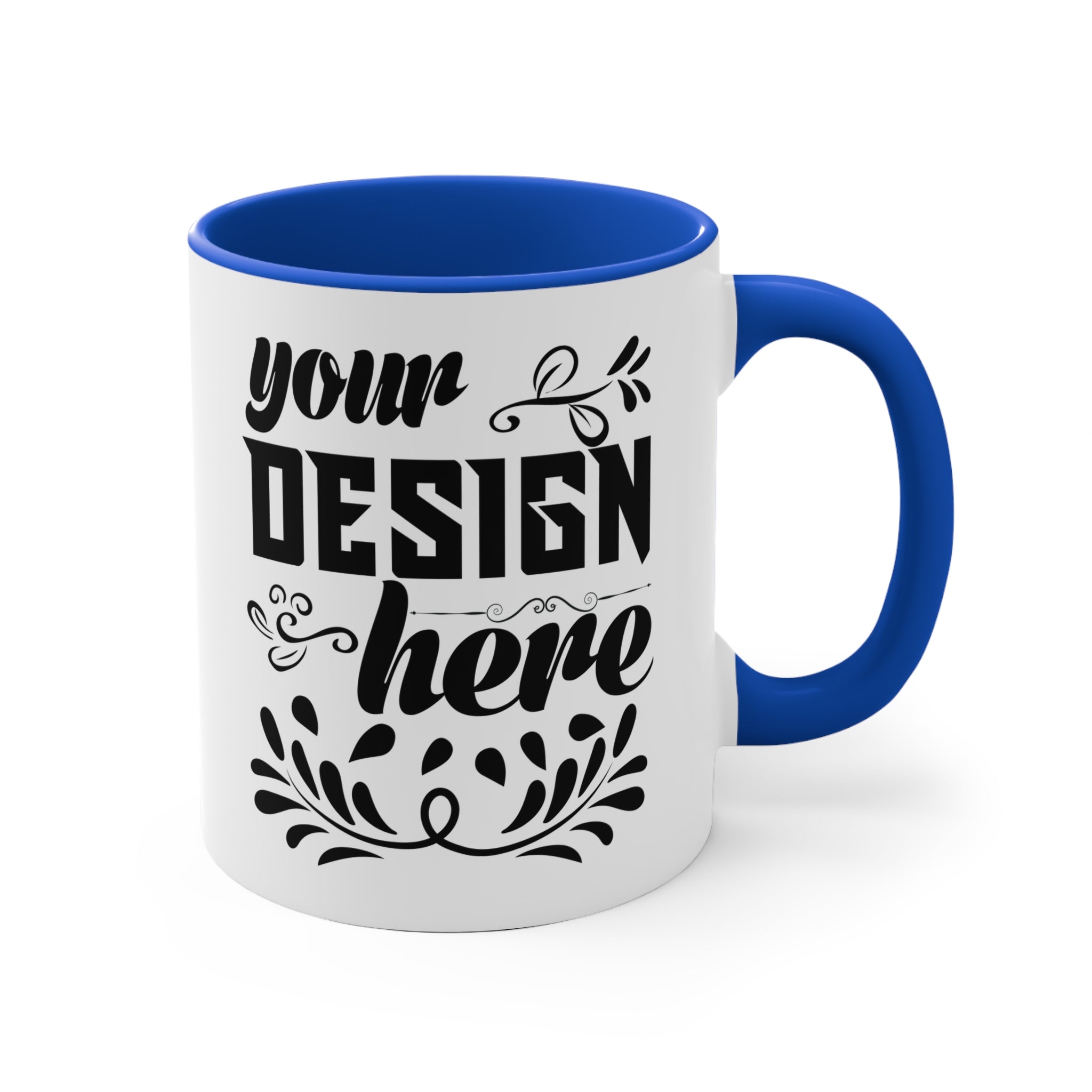 Customizable 11oz Accent Ceramic Mug with Colored Interior and Handle