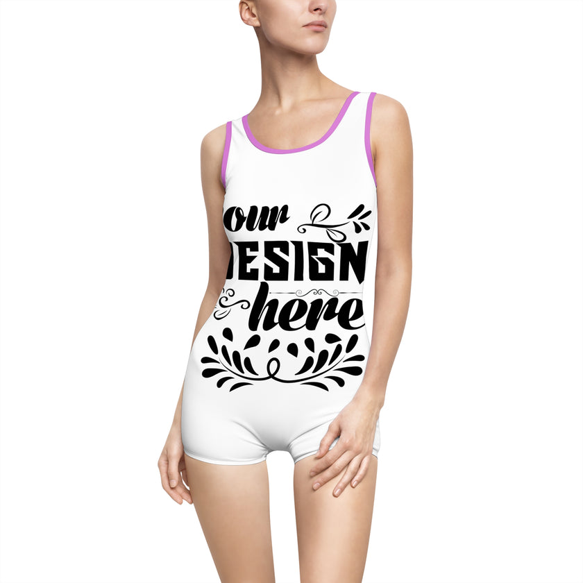 Customizable Womens Vintage One Piece Swimsuit U Back Boyshort