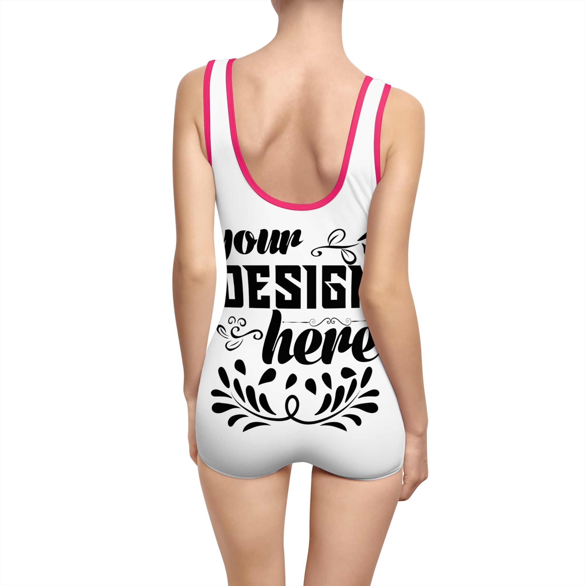 Customizable Womens Vintage One Piece Swimsuit U Back Boyshort