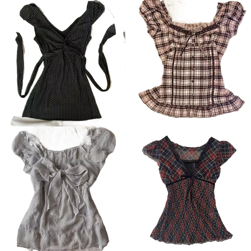 Nameria Striped Bow Front Puff Sleeve Top