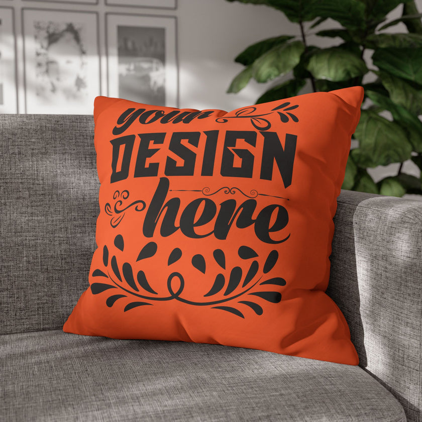 Customizable Square Poly Canvas Pillowcase with Concealed Zipper Closure