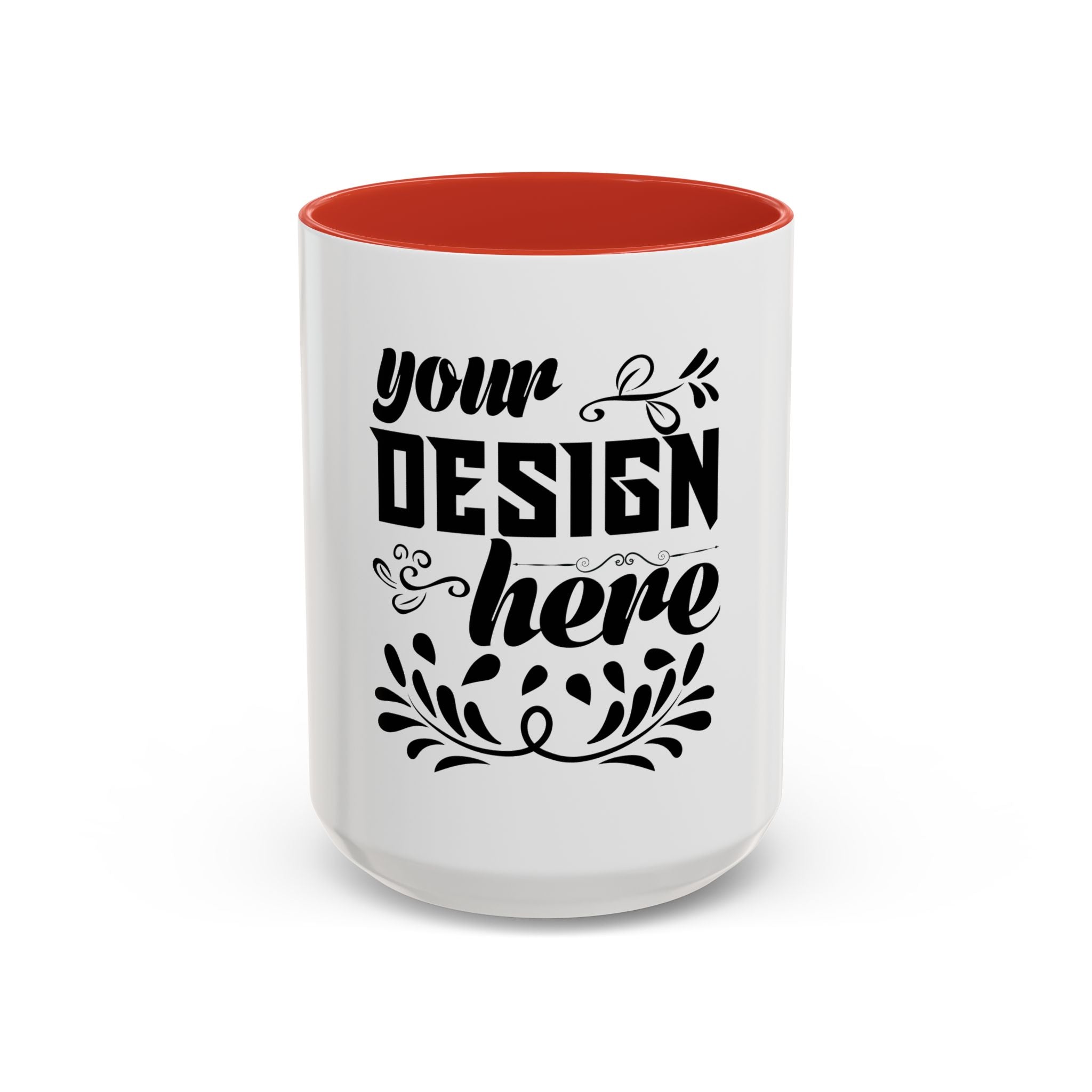 Customizable Accent Coffee Mug 11oz and 15oz Colored Interior Handle