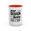 Customizable Accent Coffee Mug 11oz and 15oz Colored Interior Handle